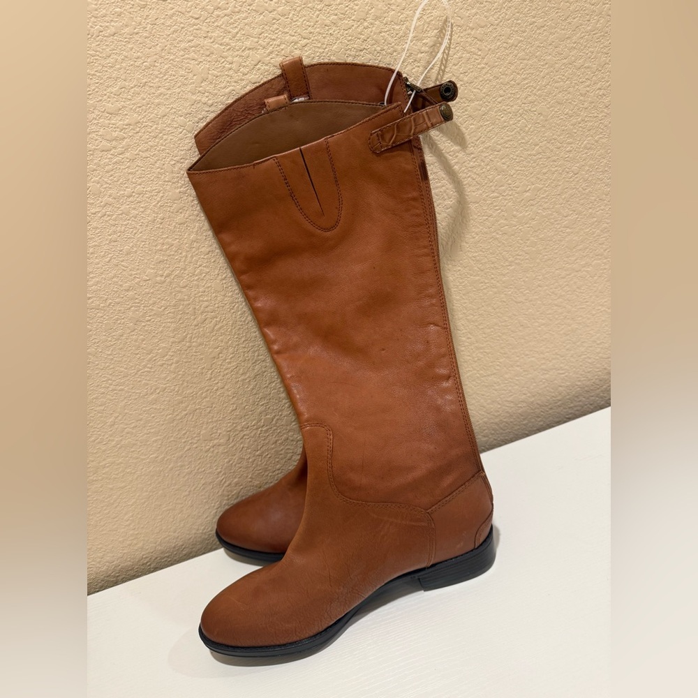 Sam Edelman Penny Whiskey Leather Tall Equestrian Back Zip Riding Boots - Picture 2 of 16
